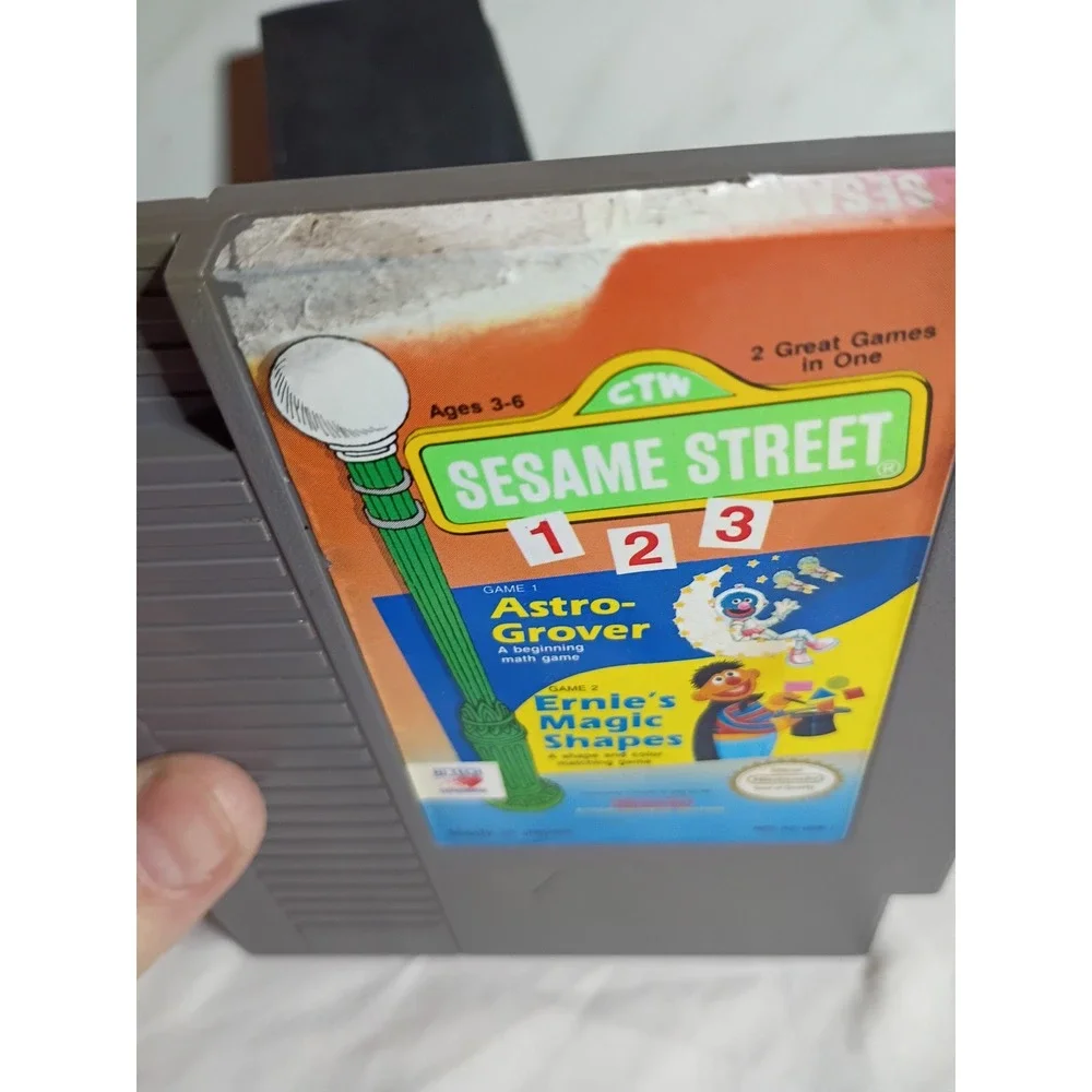 Sesame Street 1 2 3 Nintendo NES Game Astro-Grover Ernie's Magic Shapes Game